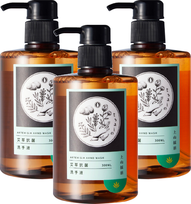 tsaio 上山採藥 艾草抗菌洗手液 溫和清潔 保濕潤澤 300ml, 3瓶