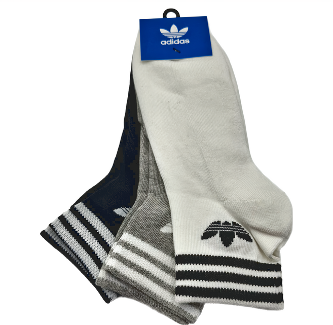 adidas 愛迪達 Originals TREF ANK SCK HC 運動襪, 黑色 + 灰色 + 白色, 3雙