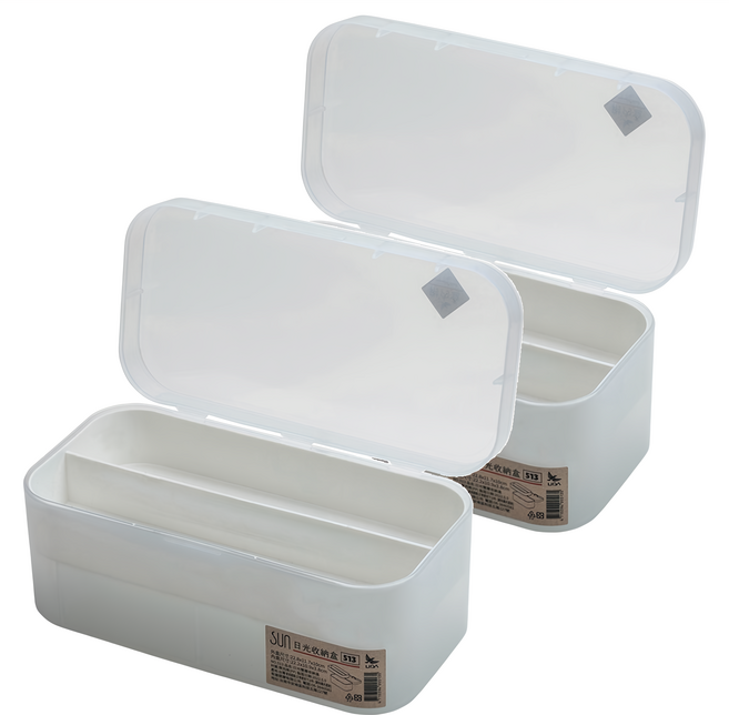 UDA 有達 513日光 雙層收納盒 白色 塑丙烯(PP)材質 台灣製造, 2個