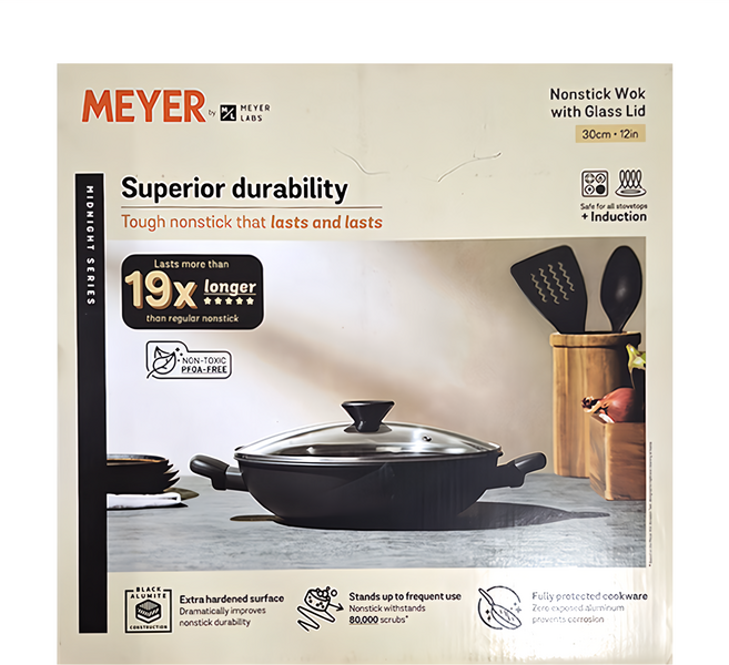 MEYER 美亞 雙耳萬用鍋 有蓋, 30cm, 鎧甲黑, 1個