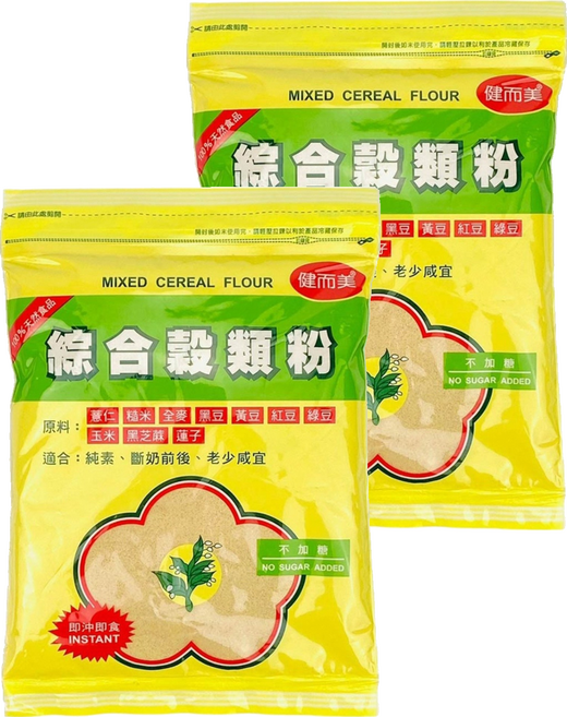 健而美 綜合穀類粉 無加糖 純素 適合銀髮族, 400g, 2包