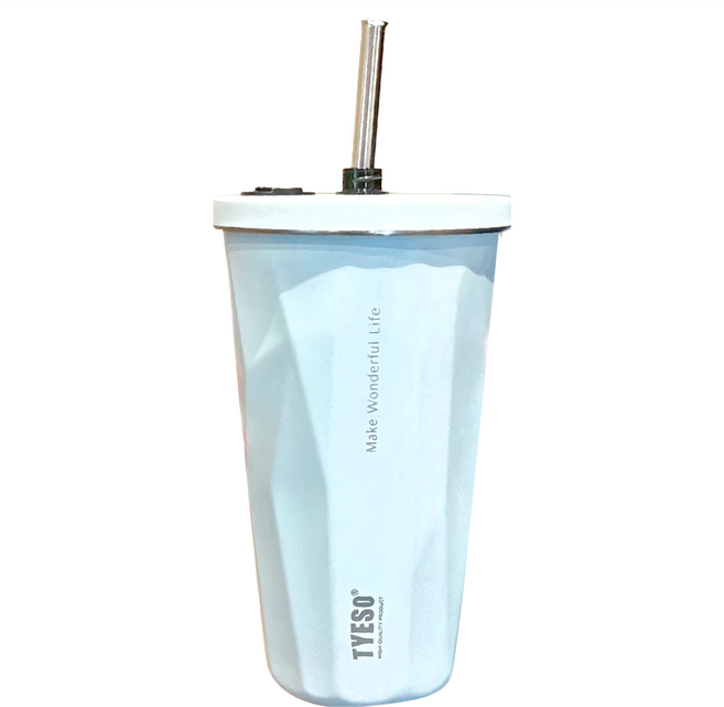 TYESO 泰碩 不鏽鋼吸管杯, 雪峰白, 600ml, 1個
