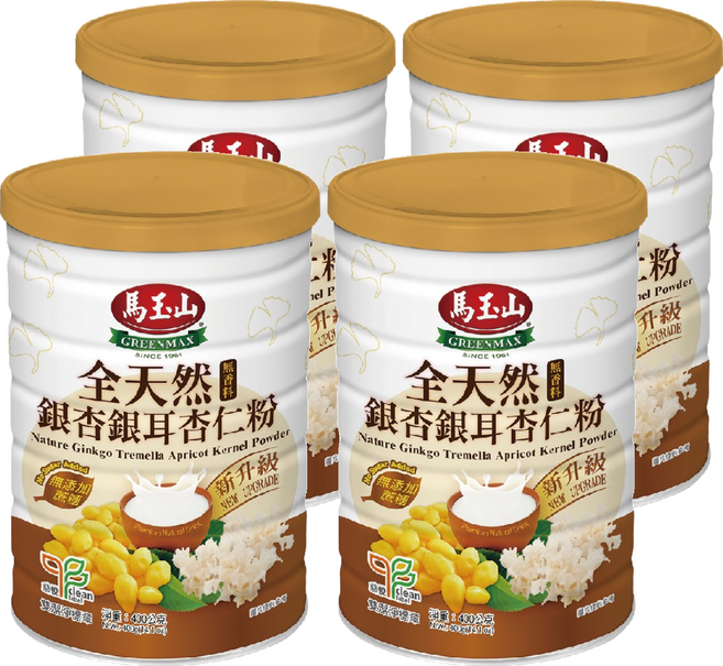 馬玉山 全天然銀杏銀耳杏仁粉, 400g, 4罐