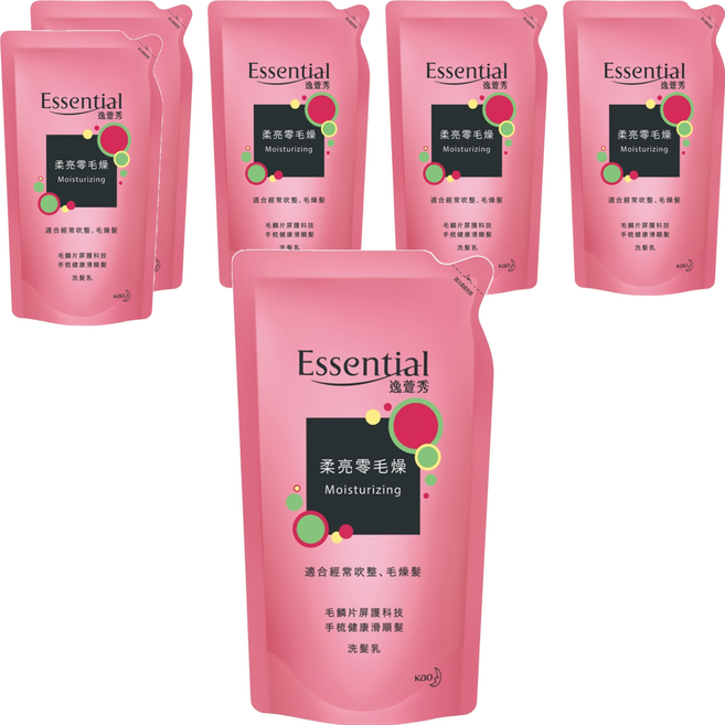 Essential 逸萱秀 台灣公司貨 瞬效修護系列 柔亮零毛燥 洗髮乳 補充包, 550ml, 6包