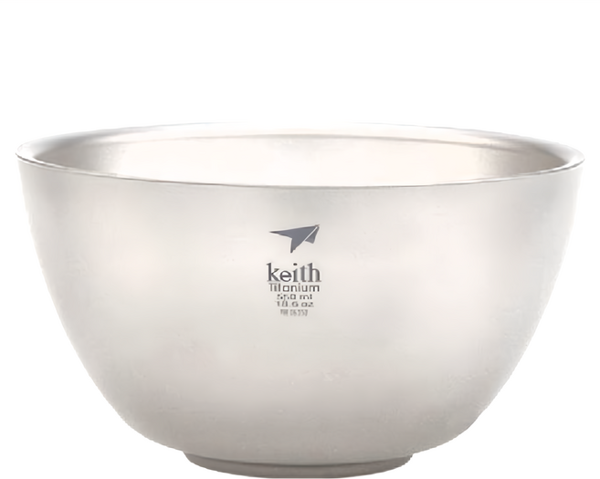 Keith Titanium 鎧斯 純鈦輕量環保雙層鈦碗 Ti5354 14.5 x 8cm 550ml, 銀色, 1個