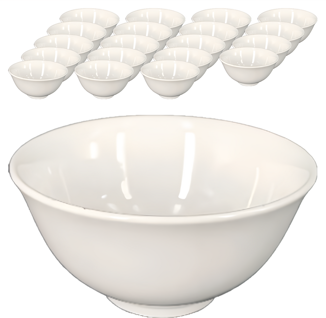 TATUNG 大同磁器 飯碗 - 簡約陶瓷餐碗 適用於米飯、湯品、甜點, 20個, 白色