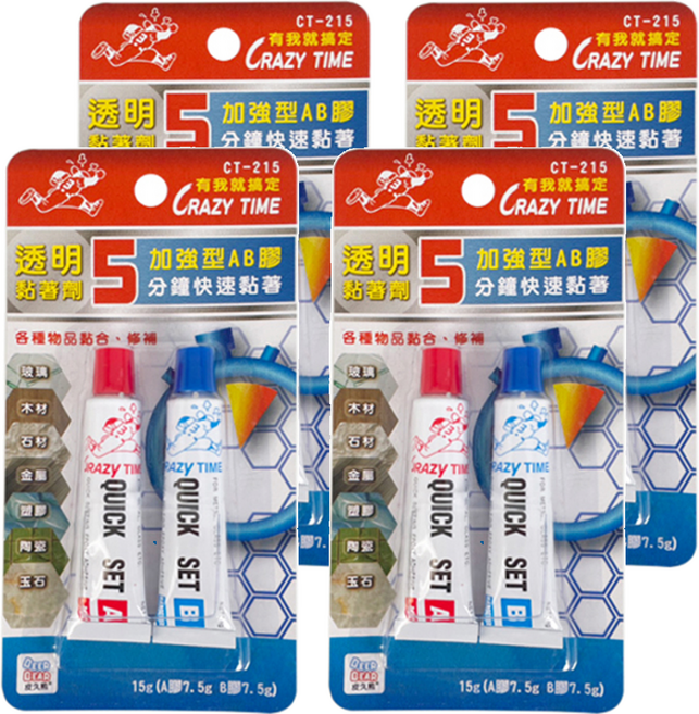 BEER BEAR 皮久熊 抓狂加強型AB膠 CT-215 14.8 x 7.5 x 1.5cm, 4組