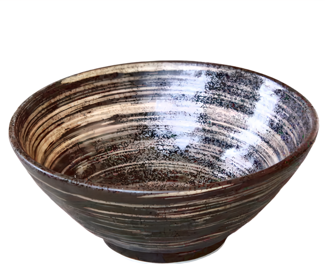 茶釉金旋7吋井-日本制 19x8cm/1000ml 陶瓷碗, 茶釉金旋, 1個