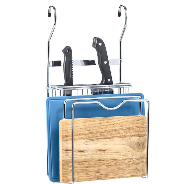 KING 皇冠五金 不鏽鋼掛鉤式刀具砧板架 22 x 14 x 42.5cm 1kg, 銀色, 1個