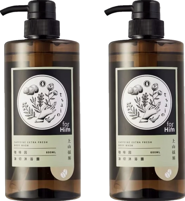 tsaio 上山採藥 咖啡因極淨沐浴露, 600ml, 2瓶