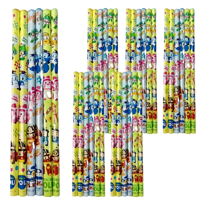 ROBOCAR POLI 波力 木頭鉛筆 6入, 多色, 6組
