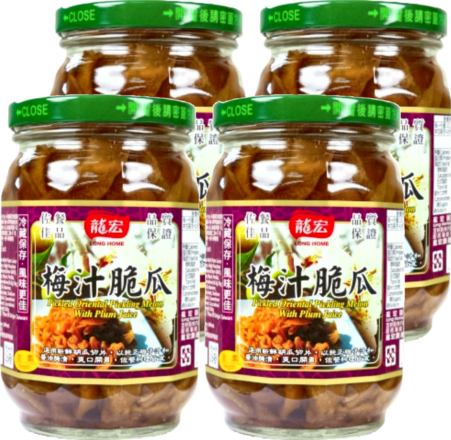 龍宏 梅汁脆瓜, 410g, 4罐