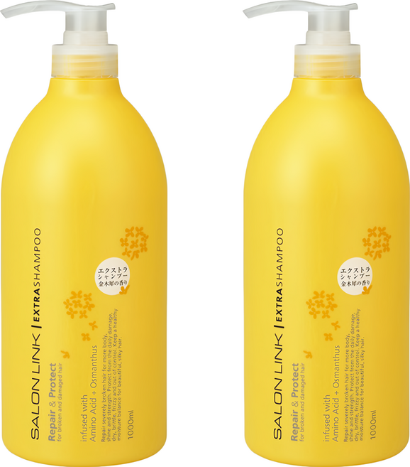 KUMANO 熊野油脂 SALON LINK胺基酸蠶絲蛋白洗髮精 金木犀桂花香 無矽靈 滋潤秀髮保濕, 1L, 2瓶