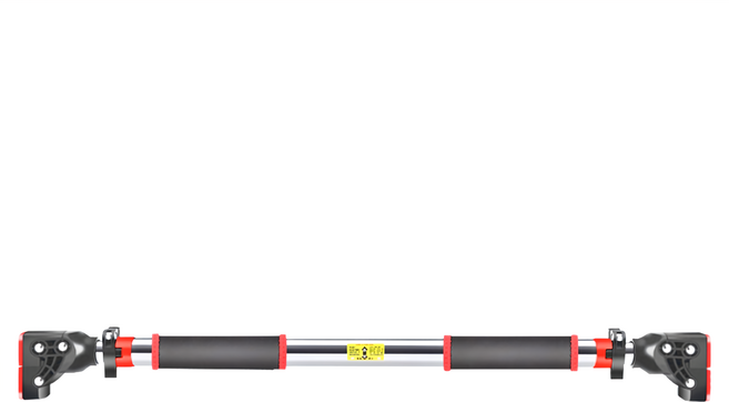 索樂生活 室內單槓 雙向突出設計 免打孔 加粗高強度螺絲伸縮桿, 紅色 + 銀色