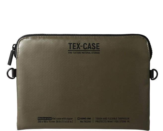 KING JIM TEX-CASE L尺寸 防水防震保護袋 350 x 260 x 15mm, TXC100-KH, 軍綠, 1個