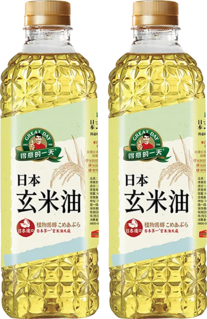 得意的一天 日本玄米油 日本玄米油大廠 高溫烹調適用, 600ml, 2瓶