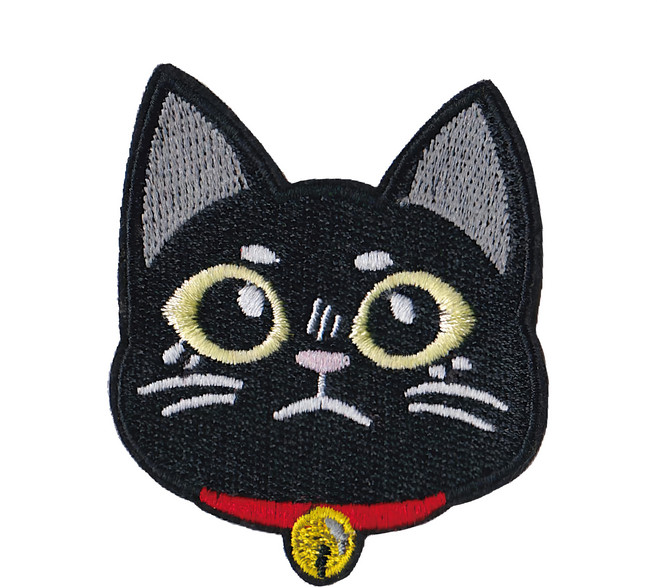 Hi 你好 刺繡貼紙, 黑貓, 1張