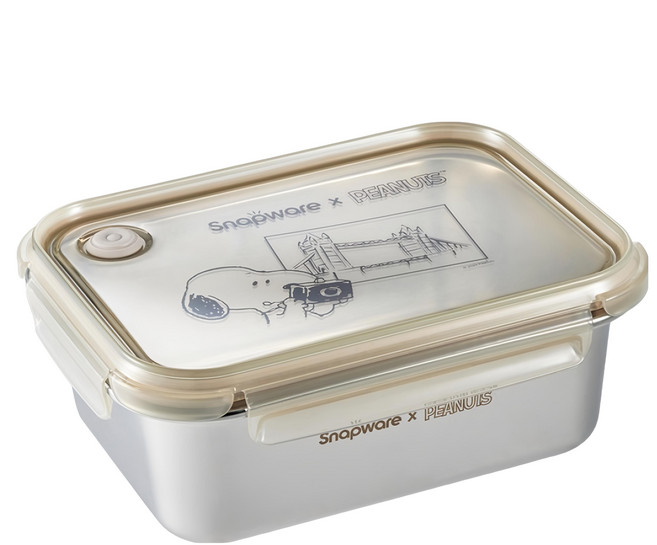 Corelle Brands 康寧餐具 Snapware SNOOPY 復刻黑白 不鏽鋼保鮮盒 1250ml, 單件, 1個