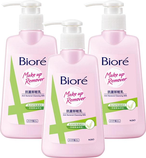 Biore 蜜妮 抗菌卸粧乳, 180ml, 3瓶