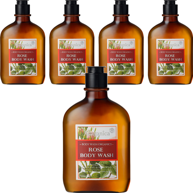 Ausganica 頂級有機保加利亞奧圖玫瑰精油沐浴露, 250ml, 5瓶