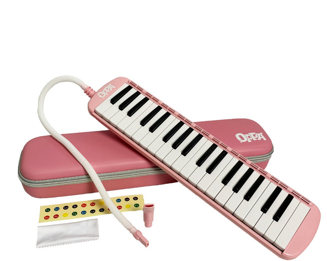 OPPA 奧福樂器 口風琴37鍵 附防撞外殼 + 長短吹管 + 鍵盤貼紙 + 擦拭布 FUN-37 國小適用, 1組, 粉色