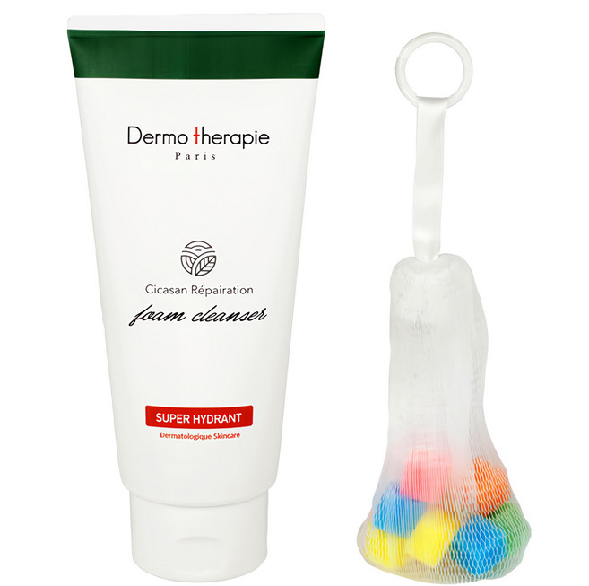 Dermo therapie Cicasan 積雪草修護洗面乳+潔面起泡網, 320ml, 1組