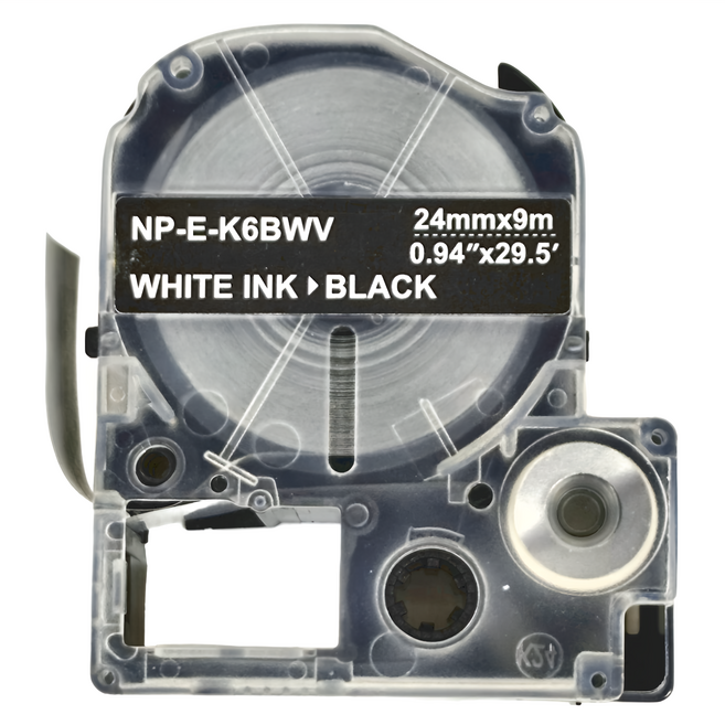 NEXTPAGE 台灣榮工 副廠標籤帶 LC-6BWV 24mm EPSON標籤機適用, 黑底白字, 9m