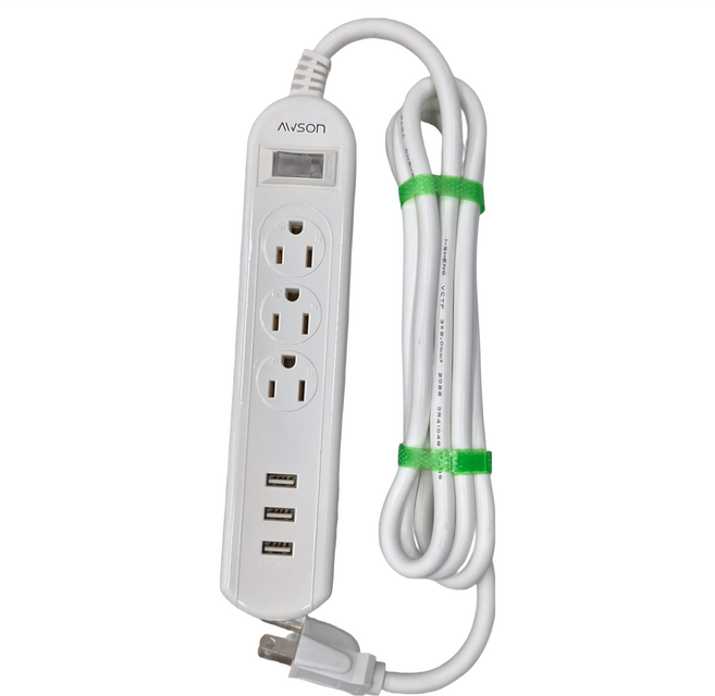 AWSON 歐森 3USB延長線 1開3插, 白色, 1條, 1.8m