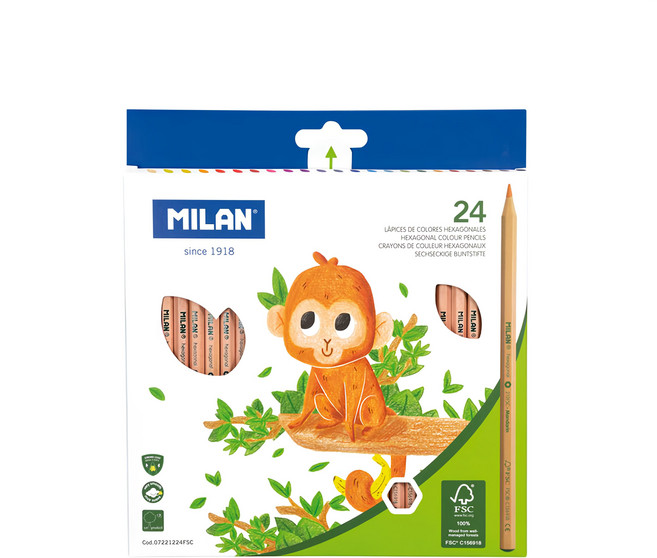 MILAN 經典原木六角色鉛筆 170g 24支, 24色, 1盒