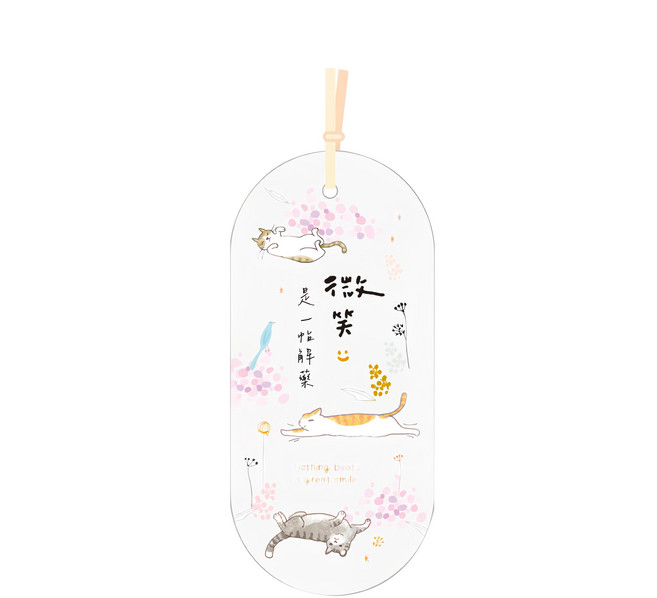 Sunny 三瑩文具 燙金透明造型書籤套裝, 微笑貓咪, 1組