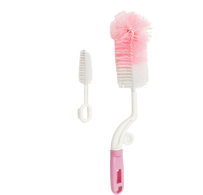 西松屋 Smart Angel 旋轉尼龍奶瓶刷 + 奶嘴刷, 1組, 粉色