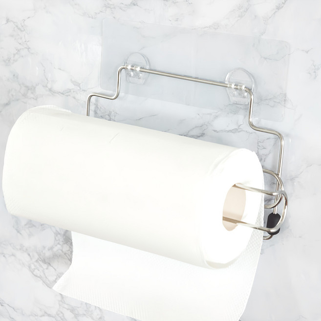 PEACHY LIFE 完美主義 霧面304不鏽鋼捲筒紙巾架, 金屬銀, 1個