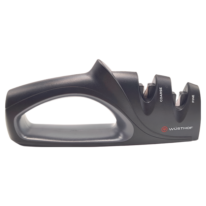 WUSTHOF 三叉 二段式磨刀器 - 輕鬆磨刀 單方向磨刀 人體工學手柄, 黑色, 1個