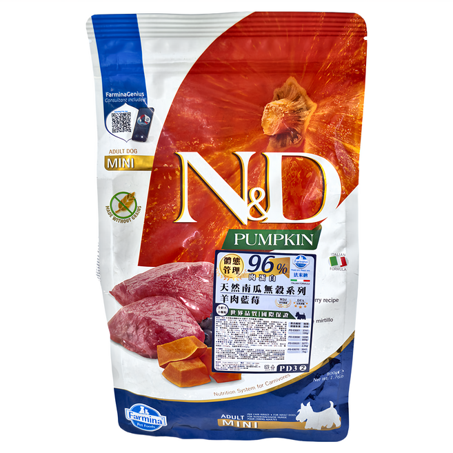 Farmina 法米納 PD3 全齡犬 乾飼料, 1袋, 800g, 羊肉藍莓