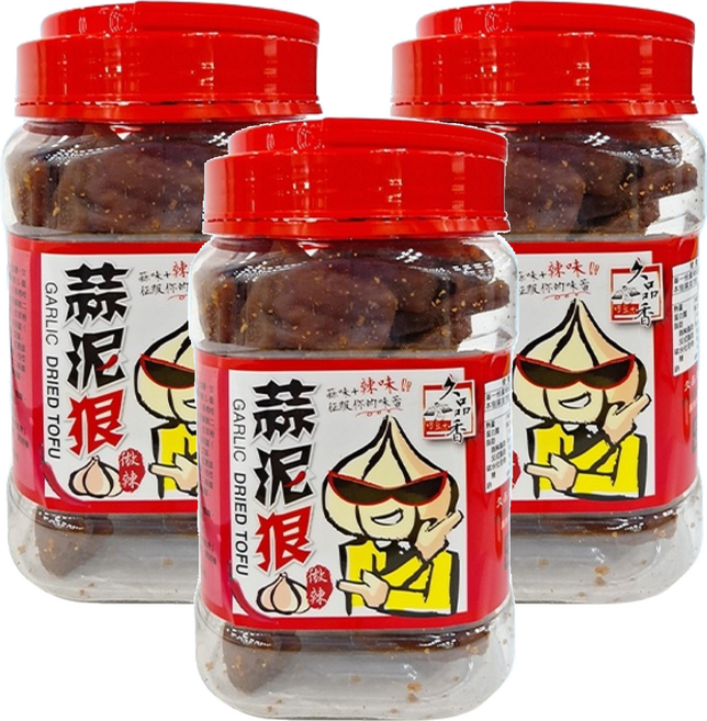 久品香 蒜泥狠豆乾 微辣, 350g, 3罐