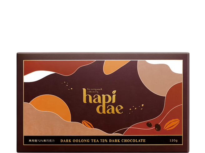 hapidae 黑烏龍72%黑巧克力 小量包裝 方便攜帶 甜而不膩, 120g, 1盒