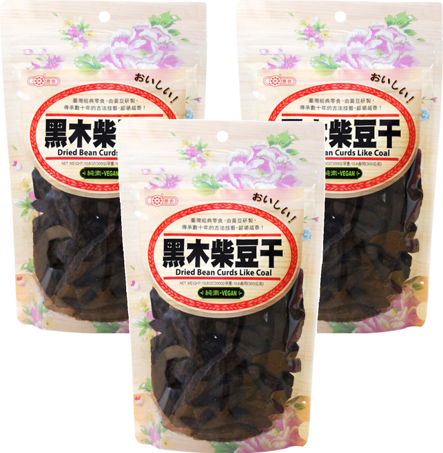 惠香 黑木柴豆干 軟中帶Q 微辣 純素, 300g, 3包
