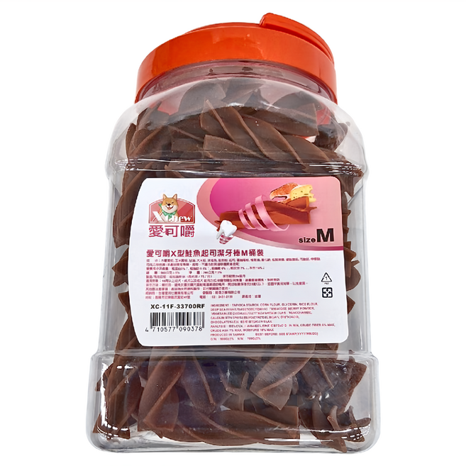 X Chew 愛可嚼 X型潔牙棒 M, 鮭魚起司, 700g, 1桶