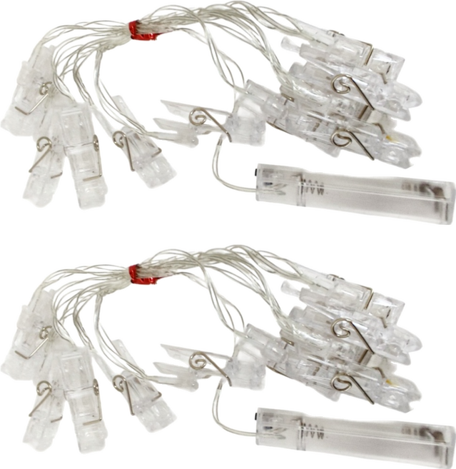 LED裝飾燈串 1.5m 電池 夾子, 暖白色, 2個