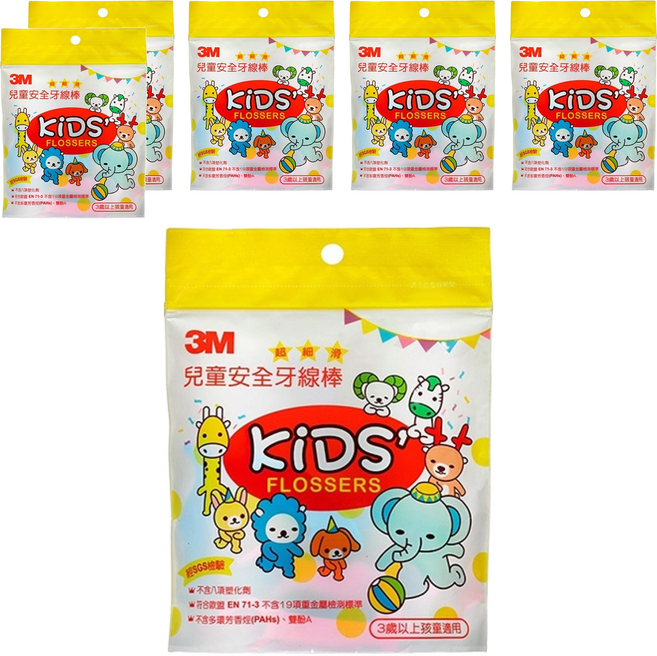 3M 兒童安全牙線棒 超細滑 3歲以上, 6包, 38支