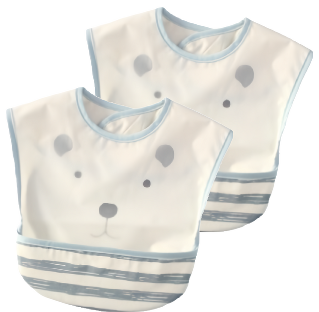 bellemaison 日本千趣會寶寶圍兜 38 x 27cm 65g, 白色 + 淺藍色, 2件, 1組