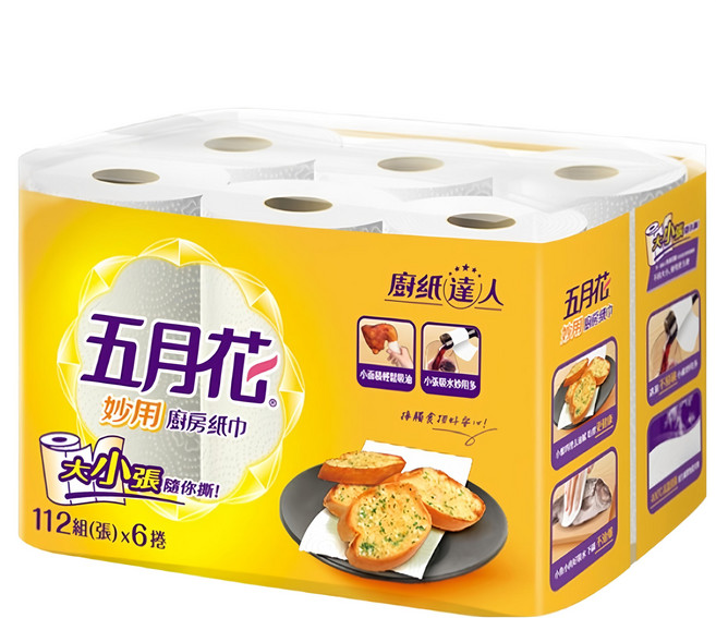 五月花 妙用廚房紙巾 112張, 6捲, 1袋