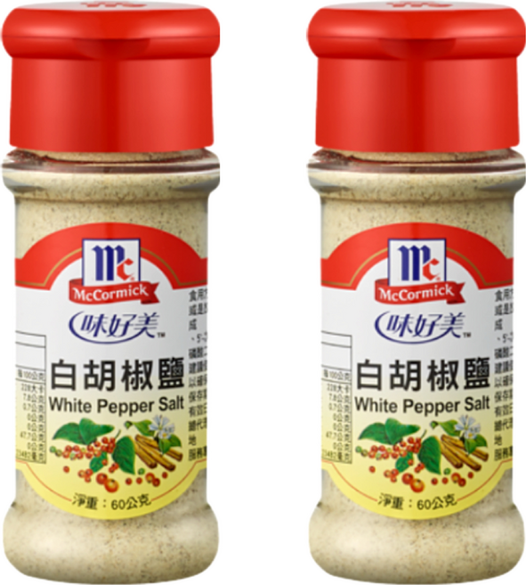 McCormick 味好美 白胡椒鹽 無添加人工色素與防腐劑, 60g, 2瓶