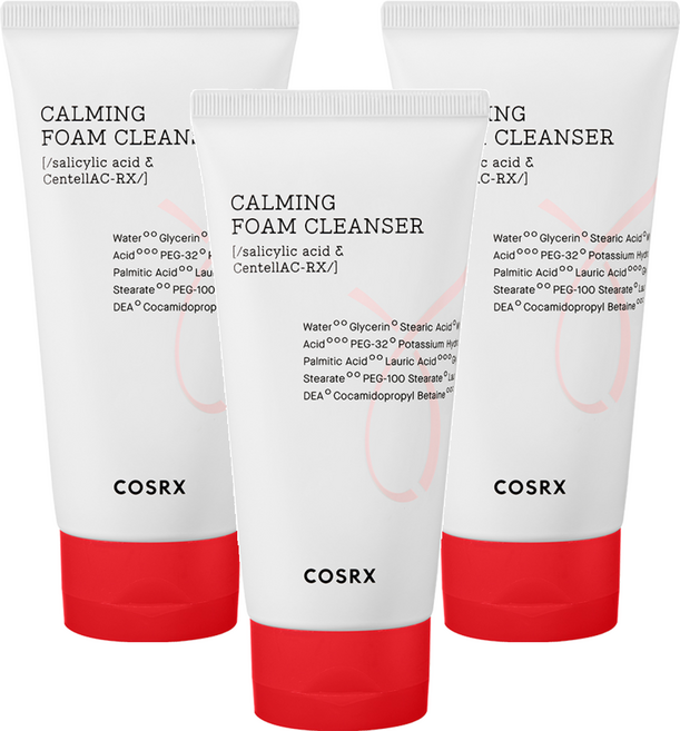 COSRX 台灣公司貨 AC Collection 舒緩泡沫洗面乳 水楊酸和積雪草, 150ml, 3條