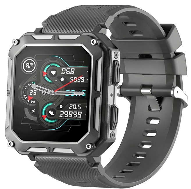 YOGEMDI 軍規智能通話藍牙手錶/運動手環 C20PRO, 黑色, 1.83吋, 藍牙