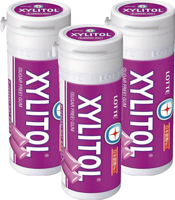 XYLITOL 藍莓薄荷無糖口香糖 口腔清新 健康維持, 26.1g, 3罐