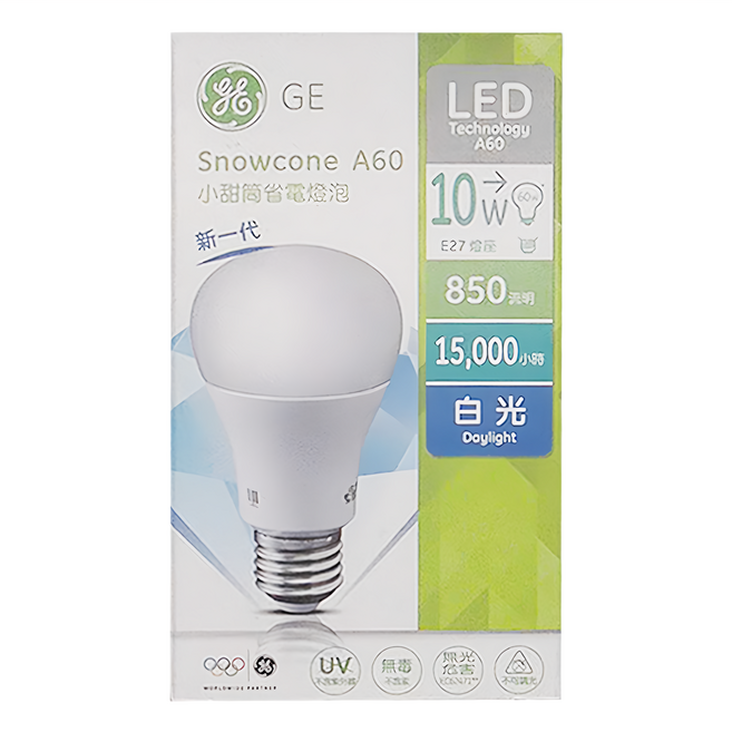 GE 奇異 LED 小甜筒省電燈泡 10W 73762TW, 白光, 1個