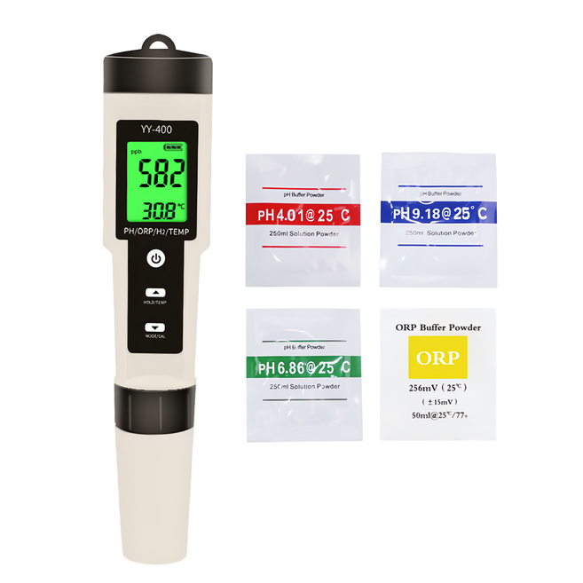 Neon 台灣霓虹 四合一水質檢測筆 H2/PH/ORP/TEMP 0.01-14.00pH IP67防水, 1支, 79g