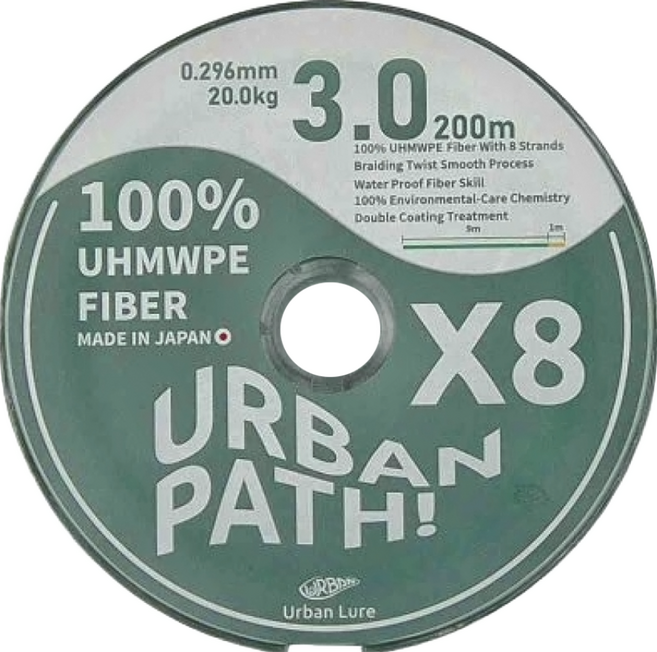 Urban Lure 城市路亞 URBAN PATH X8 釣魚線 100%日本UHMWPE纖維 雙塗層 日本製造, 綠色, 1個