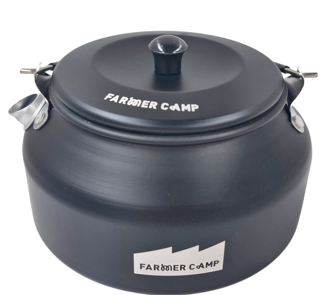 FARMERCAMP 鋁合金輕量茶壺 1L 248g 防燙手把設計, 黑色, 1個